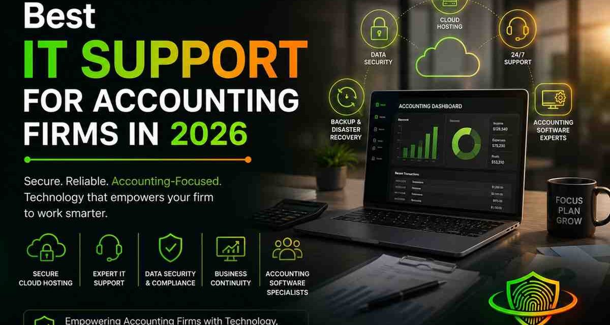 Best IT support for accounting firms in 2026 featuring cloud hosting, cybersecurity, managed IT services, accounting software support, and ReaThis branding.