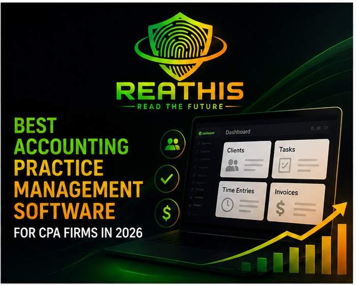 Best accounting practice management software for CPA firms in 2026 showing clients, tasks, workflow, billing, collaboration, and ReaThis branding.