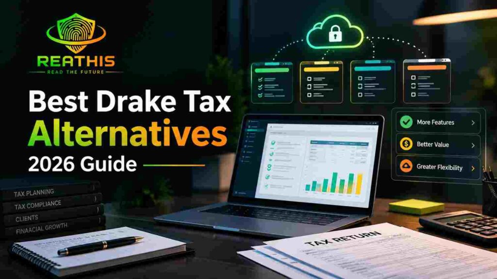 Professional tax technology comparison graphic for accounting and tax firms